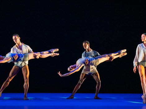 Dancers performing in Lazuli Sky: (left to right) Yu Kurihara, Brandon Lawrence, Eilis Small, Eric Pinto Cata, Emma Price