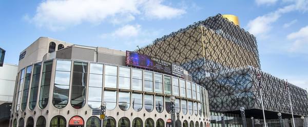 The outside of Birmingham Rep in the daytime